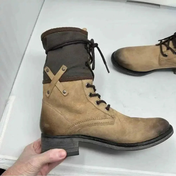 Coconuts by Matisse Mechanic Combat Boot Two Tone Leather Size 8 Steampunk - Picture 6 of 12